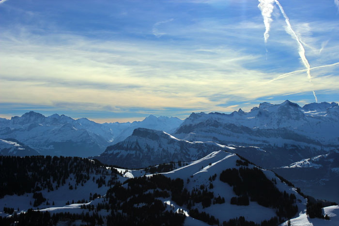 Sicht von der Rigi Richtung Zentralschweizer Alpen